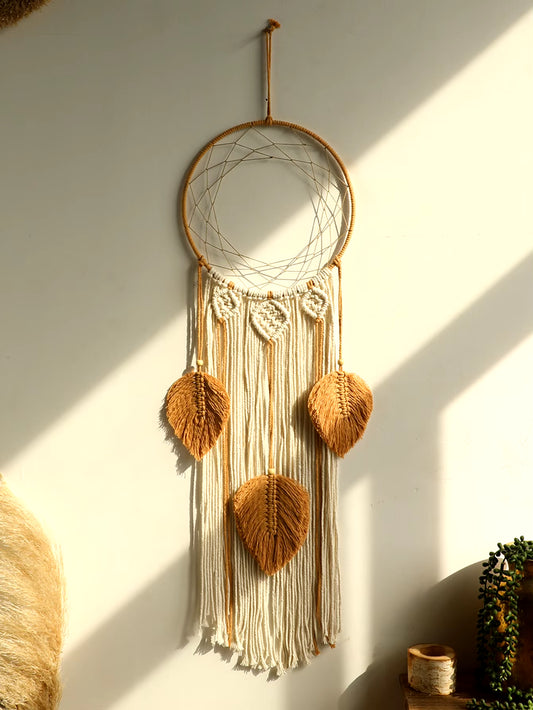 Macrame Dream Catcher Bohemian Leaf Wall Hanging Nordic Decor Boho Handmade Tapestry Ornaments for Home Living Room Decoration