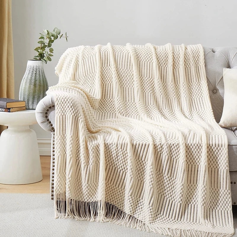 Luxury Vintage Textured Chunky Knit Boho Throw