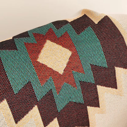 Oversized Boho Aztec Throw with Fringe