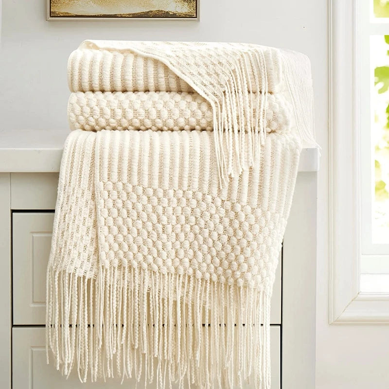 Luxury Vintage Textured Chunky Knit Boho Throw